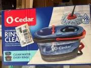 O-Cedar Rinse N Clean Spin Mop With Bucket - Black (168534) Open Box