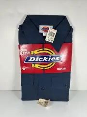 NOS Vintage Dickies Work Shirt Men’s 14-14 1/2 X 31 USA Navy Blue Long Sleeve