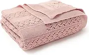 DovFanny Cotton Cellular Baby Blanket Knitted Soft Blanket for Newbron Baby Boy and Girls 100 x 80cm Pink