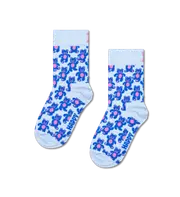 Kids Crazy Socks | Light Blue Teddy Bear Crew Sock Light Blue, Blue, Pink