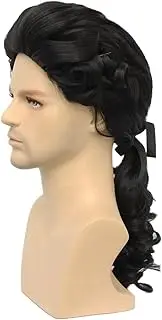 FALAMKA Mes Richter Colonial Wig Cosplay Long Curly Black Wig Costume Halloween