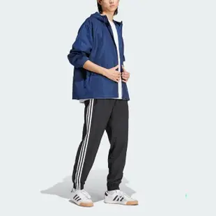 【adidas 愛迪達】外套 Trefoil Windbreaker 男款 藍 白 防風 連帽外套 抽繩 風衣 夾克 愛迪達(IR9858)