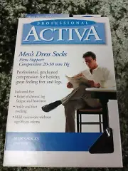 Activa Men’s 20-30mmHg Compression Knee High Dress Socks-Black Small H3561