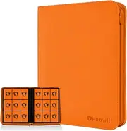 9 Pocket Card Binder, Premium Zip Trading Card Binder, 360 Double Sided Pocket PU Collection Binder, Collector Album, Card Folder for MTG, TCG, Sports Cards, (Orange)