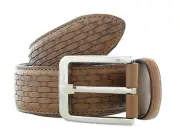 Pierre Cardin Light Brown Weave Textured Classic D-Ring Adjustable Belt