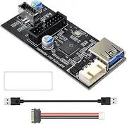 Justivana Header 19Pin to Type E + 19Pin Motherboard 1 to 2 Splitter USB 3.0 Hub USB Adapter Conector USB 19Pin Connector(B)