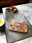 Mini Serving Platter Cheese & Wine Board Acacia Wood Glass Holder Canapés Party