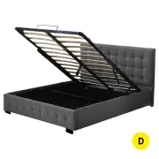 Fabric Bed Frame Queen Tufted Dark Grey Levede