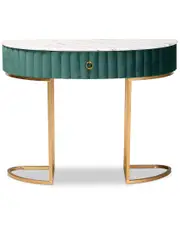 Baxton Studio Beale 1-Drawer Console Table With Faux Marble Tabletop