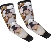 [FHEDVBN] English Bulldogs Arm Sleeves Compression Arm Covers for Men Women Outdoor Sun Sleeves Cooling Sports Sleeve, Black