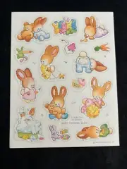 Vintage 80’s Hallmark BABY POWDER Bunny Scratch & Sniff Sticker Sheet