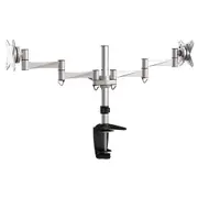 Brateck Dual Monitor Elegant Aluminium w/ArmDesk Clamp Silver Fit most 13'- 27' Monitor VESA 75x75/100x100 LDT02-C024