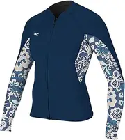 Women's Bahia 1.5mm Full Zip Wetsuit Jacket, FRNavy/CrisFlor/FRNavy, 6