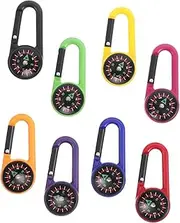 YARNOW 8pcs Carabiner Compass Backpack Automotive Compasses Compass Hiking Survival Climbing Button Compass Mountaineering Keychain Pocket Compass Mountaineering Buckle Strap Abs