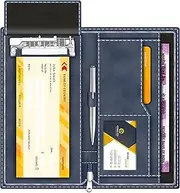[FEDUS] Cheque Book Holder, Vegan Leather Expanding Handmade Multiple Cheque Book Holder for Cards, Women/Men Cheque Book Wallet, Traveling Wallets, Checkbook Holder, Documents Holder (Blueberry), BLUEBERRY, Classic