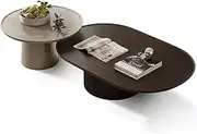 Modern Round Nesting Coffee Tables (Set of 2), Stacking Living Room Accent Tables with Industrial Wood Finish, Space-Saving, Easy Assembly & Cleaning (120+70cm)
