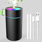 Marspeeder Mini Humidifier with 7-color Lights (Battery powered black), 1