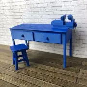 Work Bench with Vice and Stool for 1:18 Scale Diorama Garage