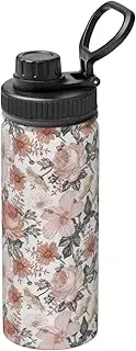 Flower Paris Eiffel Tower Camping Hiking Hydration Flask,Stainless Steel Outdoor Water Bottle,Double Walled Insulated
