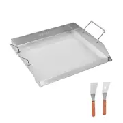 18x16 in Flat Top Griddle Stainless Steel Universal BBQ Grill Pan Cookware