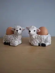 SHEEP EGG CUPS - SET OF TWO-Ceramic Gift Kitchen Accesory New And Boxed