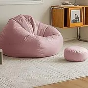 HHCTEBEC Bean Bag Chair Adult Big Faux Leather Bean Bag Cover Waterproof Lazy Bean Bag Chair (No Filler) Stuffed Animal Storage Bean Bag Chair Cover Sofa Bed Cover,B-110 * 120cm
