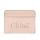 Chloe Sense 經典壓印 LOGO 小牛皮卡片夾(粉色)