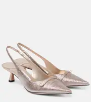 [Jimmy Choo] Jimmy Choo Amita 45 glitter slingback pumps AU 5 beige