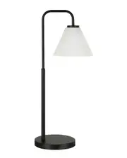 Abraham + Ivy Henderson Blackened Bronze Arc Table Lamp With White Milk Glass Shade NoSize