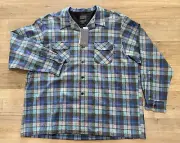 Pendleton Plaid Flannel Board Shirt Mens 3XL Shadow Umbre Blue Wool Loop Collar