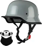 German Style Motorcycle Jet Helmet Half-Helmet Helmets ECE/DOT Approved Open Motorcycle Helmet Custom Scooter for Women Men Adults Open Motorcycle Helmet Half Helmet D,L(58-60CM)
