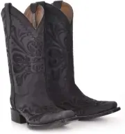 Corral Circle G Embroidery Western Boots, Square Toe, Black, US 8.5 M, NIB