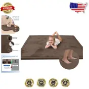 Soft Coral Velvet Memory Foam Tummy Time Mat - Safe for Infants & Toddlers
