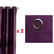 Pair of Villette Eyelet Unlined Curtains Aubergine 120 x 213cm each