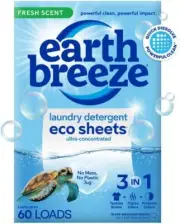 Earth Breeze Laundry Detergent Sheets Fresh Scent - 60 Loads No Plastic Jug