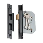 2187 Mortice Lock 5 Lever Rebated Matte Black CTC57mm Backset 57mm
