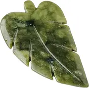 Runyangshi 1PCS Natural Green Jade Stone Hand-Carved Crystal Leaves Sculpture Leaf Shape Crystal Healing Stone Figurines Reiki Gemstone Collection Home Decor Desk Decor