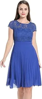 [YLDCN] Women's Skirts Lace Dress Women Pleated Chiffon Casual High Waist Lady Dresses