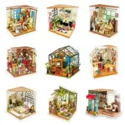 DIY Craft Wooden 3D Mini Room Dolls House Kits with LED Lights