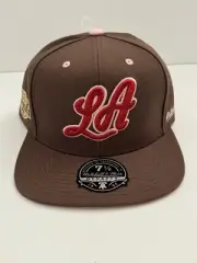 MITCHELL & NESS LA LAKERS CURSIVE LOGO 2009 NBA FINALS HAT BROWN RED PINK 7 1/2