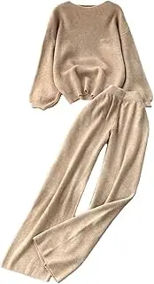 [Generic] Spring Winter Solid Two Pieces Suits Women Long Sleeve Sweater Elastic Waist Long Pants Ladies Casual Loose 2Pcs Sets