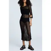 Kenneth Cole Open Stitch Maxi Dress in Black at Nordstrom, Size X-Large