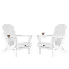 Folding Adirondack Chair Set of 2 HDPE Adirondack chair with Cup Holder White