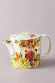 Anthropologie Leighton Floral Watercolor Teapot