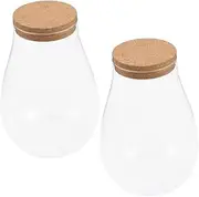 SUPVOX 2pcs Hydroponic Plants Ecosphere with Cookie Jar Landscape Terrarium Small Fish Tank Plant Terrarium Jars with Cork Lids Terrarium Jar Sealed Fish Bowl Vase Terrarium Plants Glass