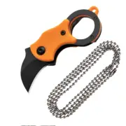Hiking Camping Mini Folding Claw Knife Outdoor Portable Stainless Steel Orange