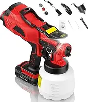 Battery Powered Electric Paint Gun Cordless Paint Sprayer, 1200ML Handheld HVLP Spray Paint Gun with 3 Spray Patterns, LED Light Spray Gun for Painting Ceiling, Fence