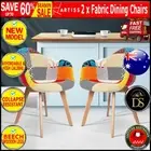 Artiss 2 Dining Chairs Retro Kitchen Cafe Patchwork Fabric Wooden Chair Set x2..