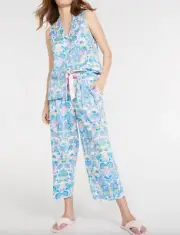 NEW PETER ALEXANDER FOLK FLORAL TOP & 7/8 LENGTH PANTS PJ SET S RRP$149.90