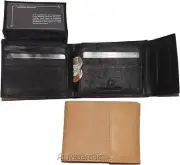 Men's Bifold Leather Wallet, Genuine Leather Secure Billfold 2 IDs Men's Wallet